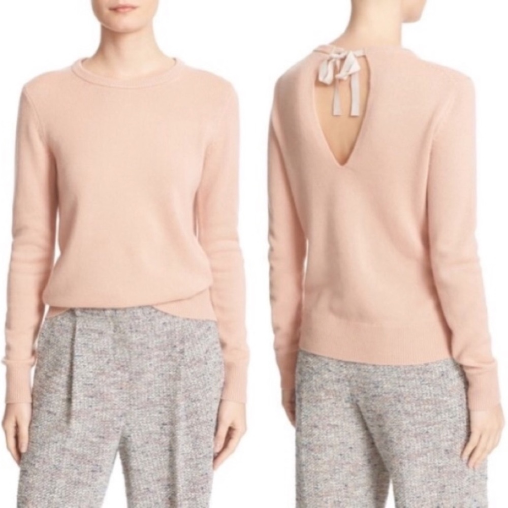 Theory Salomina Tie Back Cashmere Sweater Pink L